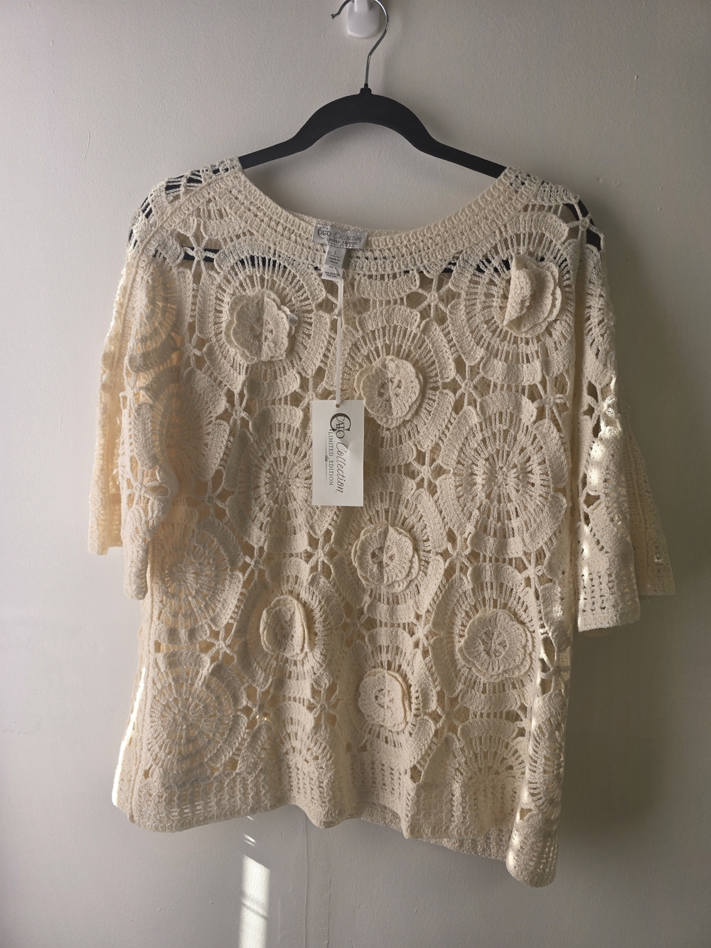 Cato Crochet Circle Motif Tunic - Cream